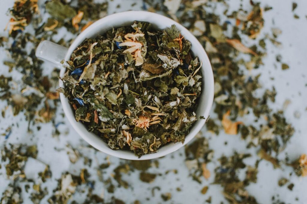 Herbal Ayurvedic tea being brewed